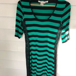 Green and black striped dress